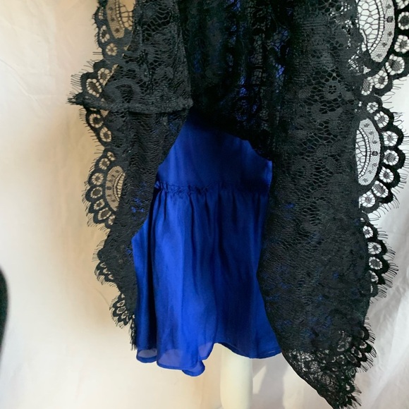 Moulinette Soeurs Black Lace Blue Dress Prom Wedding Guest Whimsigoth Size 0 - Picture 6 of 13